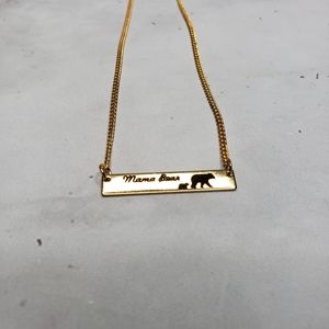 Mama bear yellow gold colored necklace